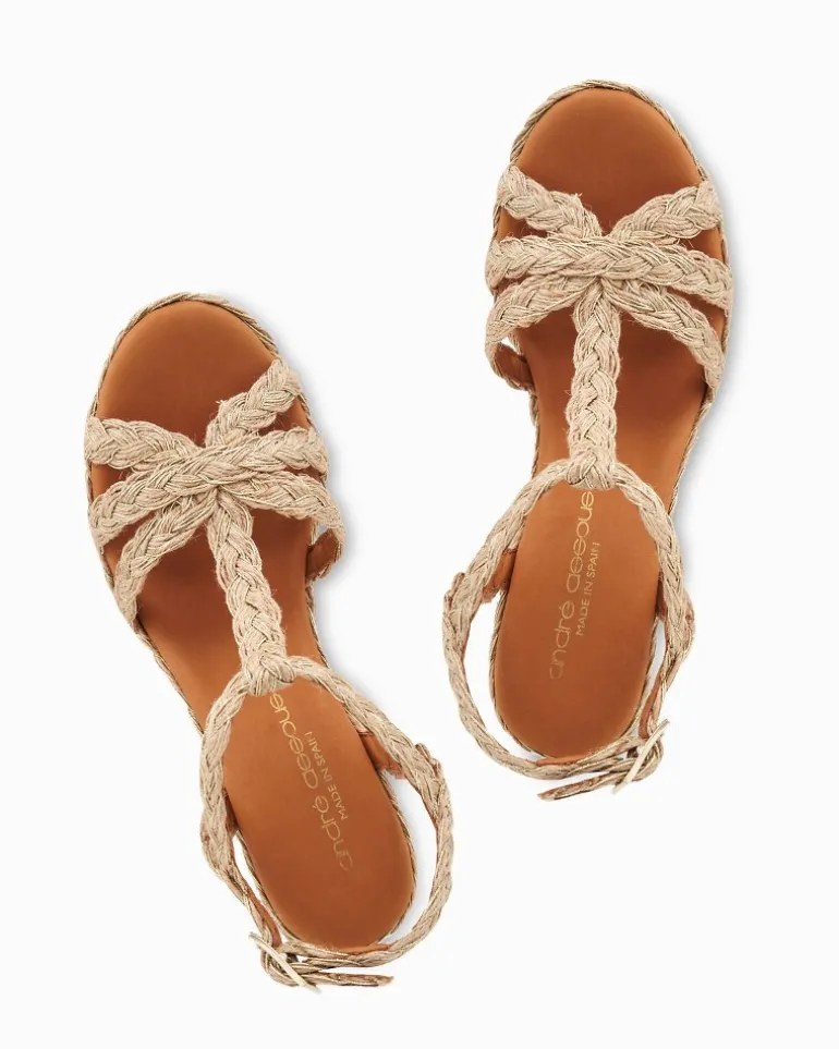 André Assous Madina Metallic Raffia Wedges