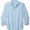 Barbados Breeze Playa Plaid Stretch-Linen Long-Sleeve Shirt