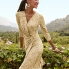 Clara Playa Python Faux-Wrap Dress