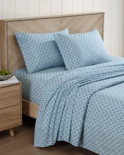 Coastal Batik Blue 4-Piece Queen Sheet Set