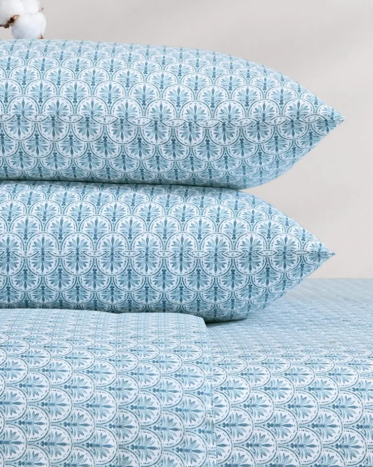 Coastal Batik Blue 4-Piece King Sheet Set
