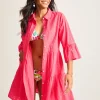 Cotton Clip Jacquard Coverup Shirt Dress