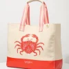 Embroidered Red Crab Beach Tote