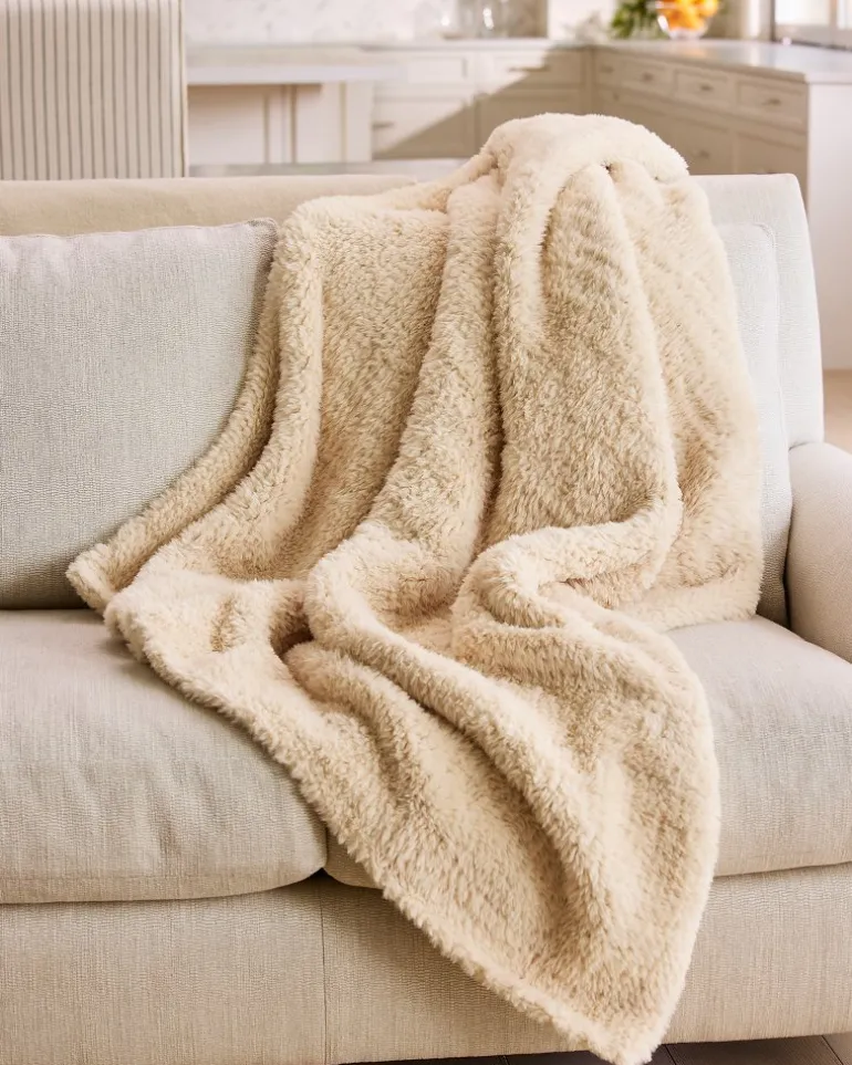 Faux Sable Ivory Knit Throw