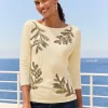 Forever Fronds Embellished Lux 3/4-Sleeve T-Shirt
