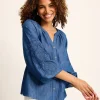 Indigo Cove Embroidered Blouse