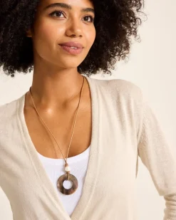 Indigo Shore Grey Shell Pendant Necklace