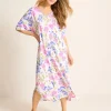 Jersey Short-Sleeve Maxi Sleep Caftan