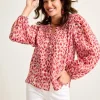 Jeweled Jaguar Pintuck Blouse