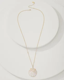Moments in Paradise Mother of Pearl and Shell Pendant Necklace