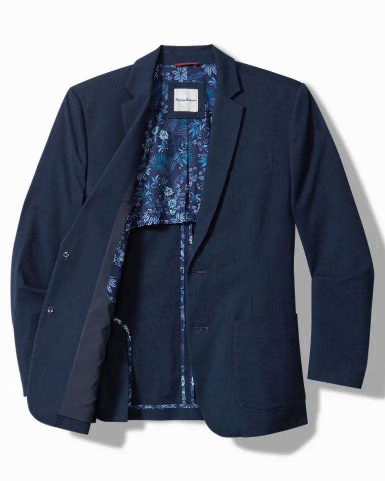 Nova Wave Stretch-Seersucker Blazer