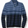 Ombré Argyle Half-Zip Sweater