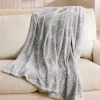 Palm Fronds Grey Faux Teddy Throw