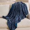 Palm Fronds Navy Faux Teddy Throw