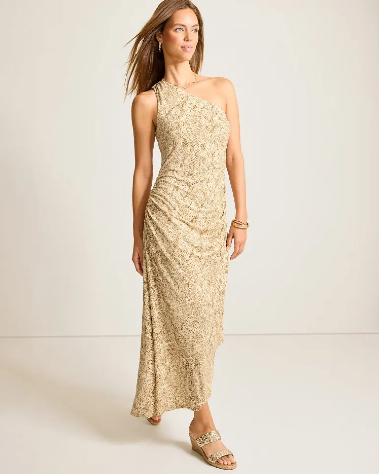 Playa Python Maxi One-Shoulder Dress