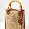 Raffia & Leather Bamboo Mini Tote