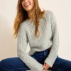 Shimmer Cable Boat-Neck Sweater