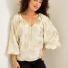 Shimmering Shores Peasant Top
