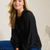Silky Seas Smocked Peasant Top