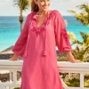 St. Lucia Linen-Blend Embroidered Coverup Dress