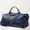 Stanford Navy Leather Duffel Bag