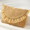 Sunburst Raffia Clutch