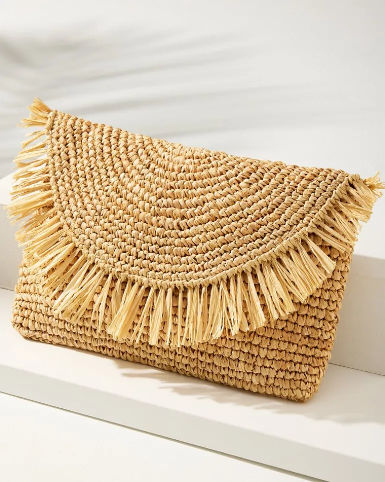 Sunburst Raffia Clutch