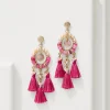 Tropical Blooms Tassel Shell Statement Earrings