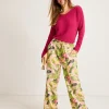 Two Palms Frond Royal High-Rise Linen Easy Pants