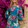 Villa Garden Long-Sleeve Short Dress