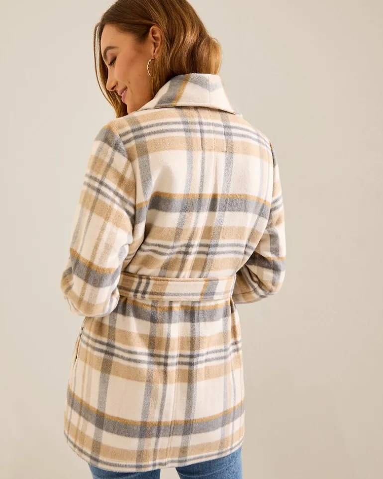 Wooly Plaid Wrap Coat